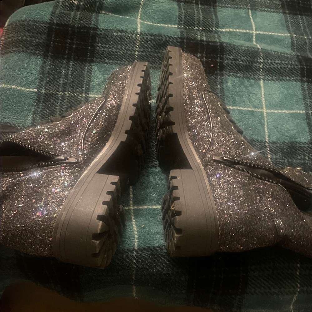 Sparkly Glitter Combat Boots - Picture 3 of 4